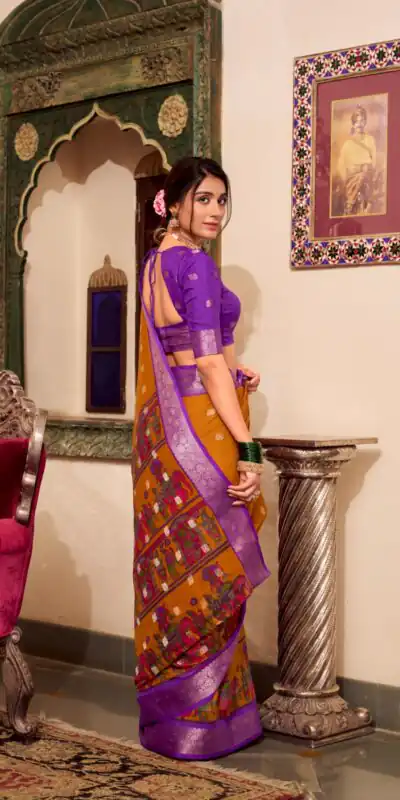 YNF 7031 Mustad Color Poly Cotton Kalamkari Print Saree Casual, Wedding, Festive, Events . Expected Delivery  4-6 Working Days @1699/- only                                                                                                                                           | Sarees, Bollywood Sarees, Creative Sarees, Designer Sarees, Embroidered Sarees, Ethnic Saree, Modern Digital sarees, Party Wear Sarees