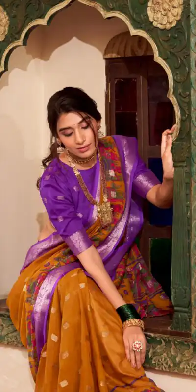 YNF 7031 Mustad Color Poly Cotton Kalamkari Print Saree Casual, Wedding, Festive, Events . Expected Delivery  4-6 Working Days @1699/- only                                                                                                                                           | Sarees, Bollywood Sarees, Creative Sarees, Designer Sarees, Embroidered Sarees, Ethnic Saree, Modern Digital sarees, Party Wear Sarees