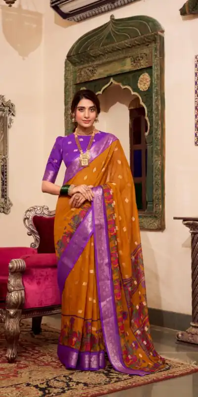 YNF 7031 Mustad Color Poly Cotton Kalamkari Print Saree Casual, Wedding, Festive, Events . Expected Delivery  4-6 Working Days @1699/- only                                                                                                                                           | Sarees, Bollywood Sarees, Creative Sarees, Designer Sarees, Embroidered Sarees, Ethnic Saree, Modern Digital sarees, Party Wear Sarees