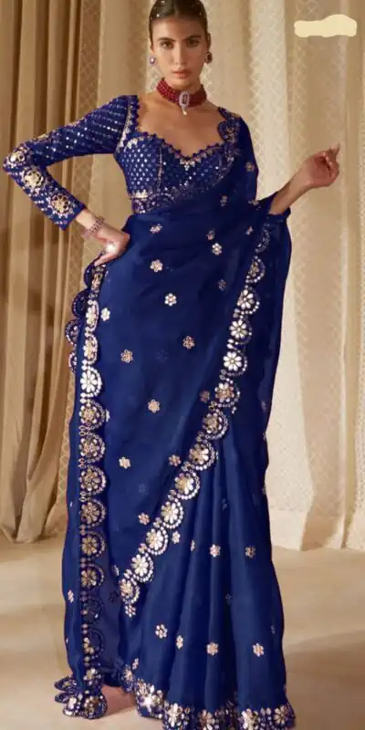 DF 3457 Navy Blue Color Georgette Sequence Original Mirror Work Saree Casual, Wedding, Festive, Events . Expected Delivery 4-6 Working Days @2099/- only | Sarees, Bollywood Sarees, Creative Sarees, Designer Sarees, Embroidered Sarees, Ethnic Saree, Modern Digital sarees, Party Wear Sarees