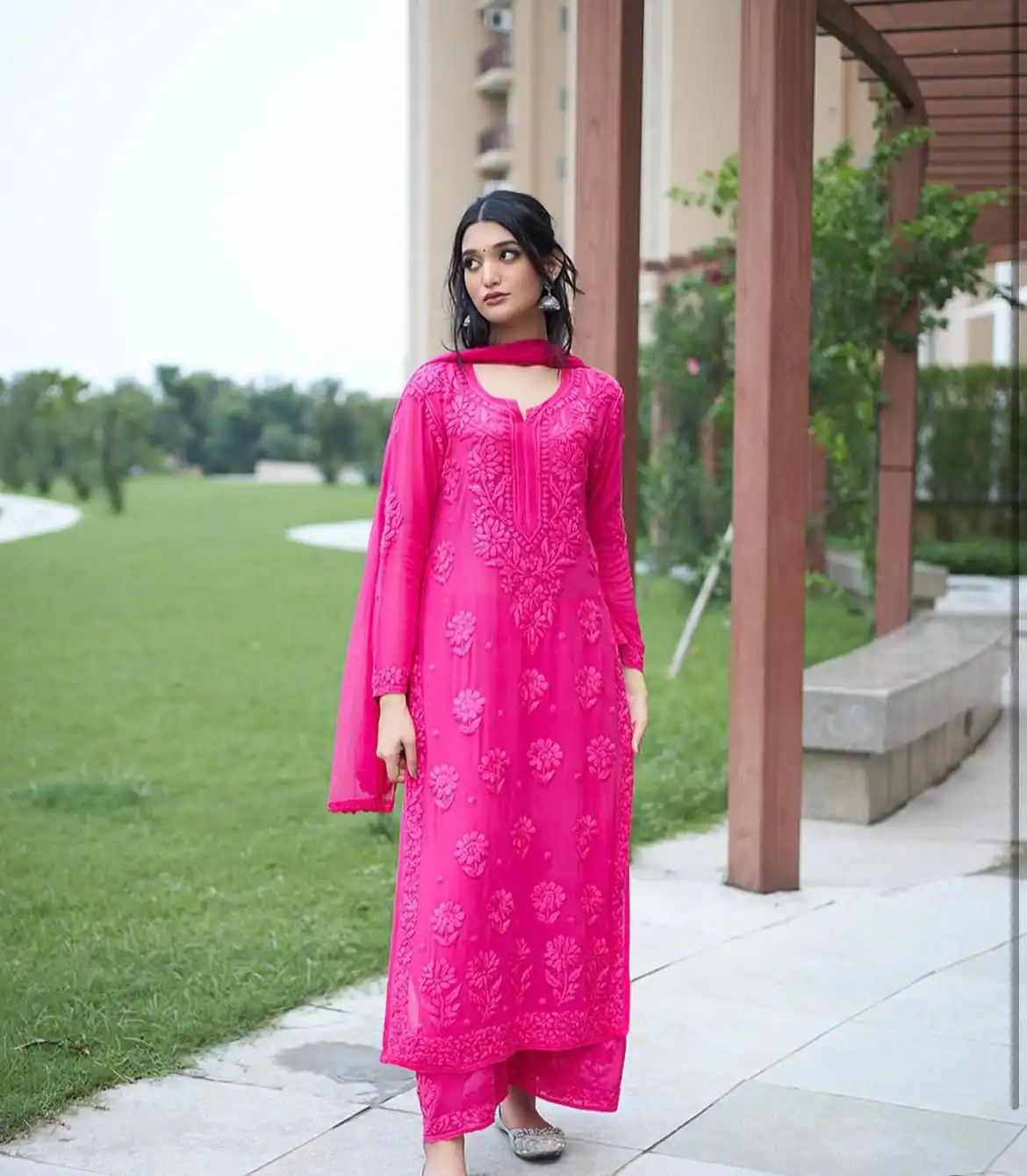 BE 370 Pink Faux Georgette Salwar Suit with Lace Work & Embroidery Work. Festive Deal ₹1949. Delivery 4-6 Working Days. Shop now. | Jump Suits, Salwar suit, Casual Suits, Creative suits, Designer Suits, Palazzo Suits, Party Wear Suits, Patiala Suits, Straight Suits