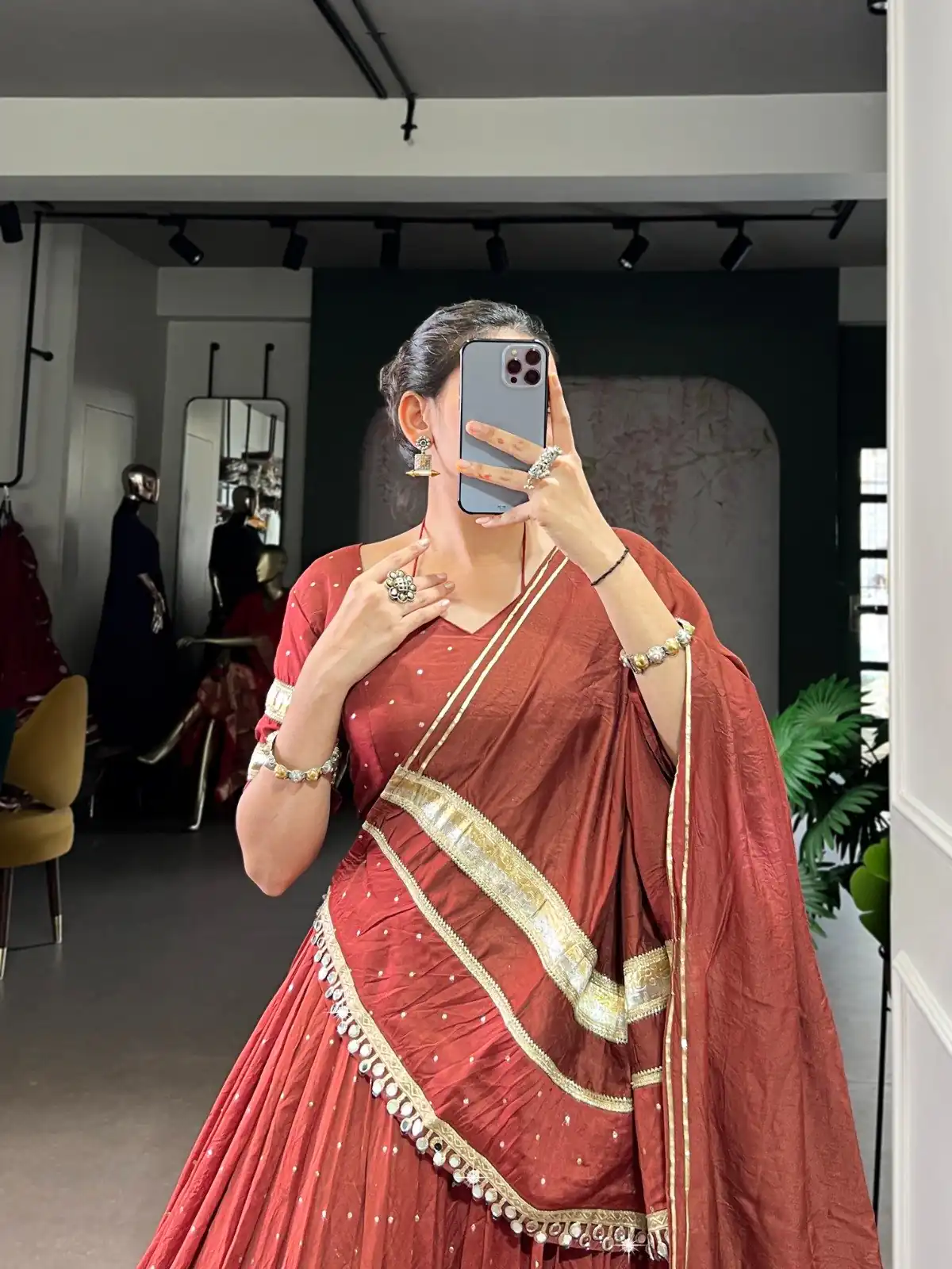 LNB 1664 Rust Pure Chanderi Lehenga Choli Perfect for Wedding, Party, Family Gatherings, Festival Celebrations, Grab it for ₹2999. Delivery 4-6 Days | Lehenga, Bollywood Lehenga, Creative Lehenga, Designer Lehenga, Embroidered Lehenga, Party Wear Lehenga