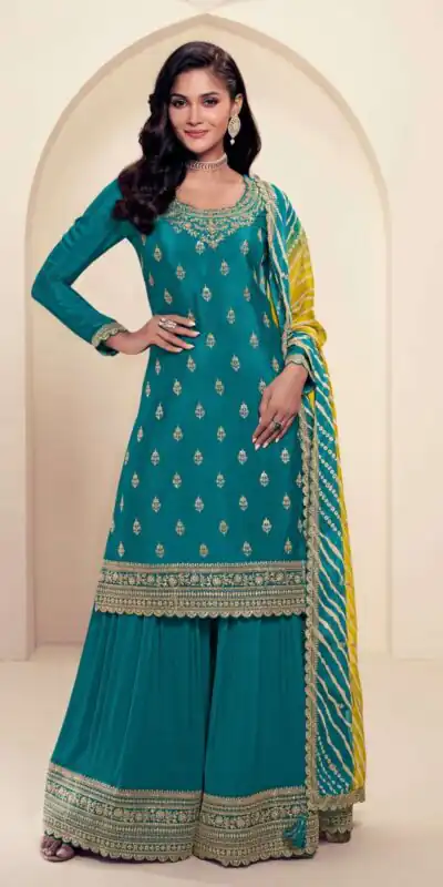 DS V 72961 Teal in Viscose Chinon Zari Work & Embroidery Work Salwar Suit . Special Price βΉ2549. Delivery 4-6 Working Days. Shop now. | Jump Suits, Tops & Bottoms, Track Suits, Salwar suit, Casual Suits, Creative suits, Designer Suits, Palazzo Suits, Party Wear Suits, Patiala Suits, Straight Suits, Trendy Wear