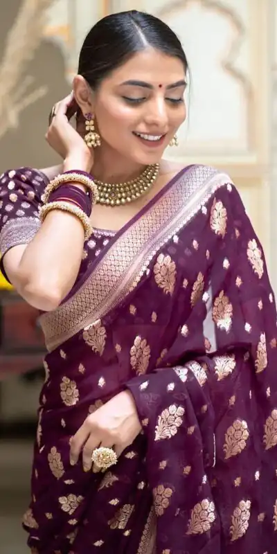 KPR 190 Wine Soft Lichi Silk Jacquard Work Saree with Designer Work Wedding, Party, Festive, Events, Deal ₹1399. Delivery 4-6 Working Days. Shop now. | Sarees, Bollywood Sarees, Creative Sarees, Designer Sarees, Embroidered Sarees, Ethnic Saree, Modern Digital sarees, Party Wear Sarees