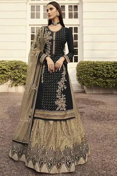 Black Georgette Embroidery Stone Work Lehenga Choli