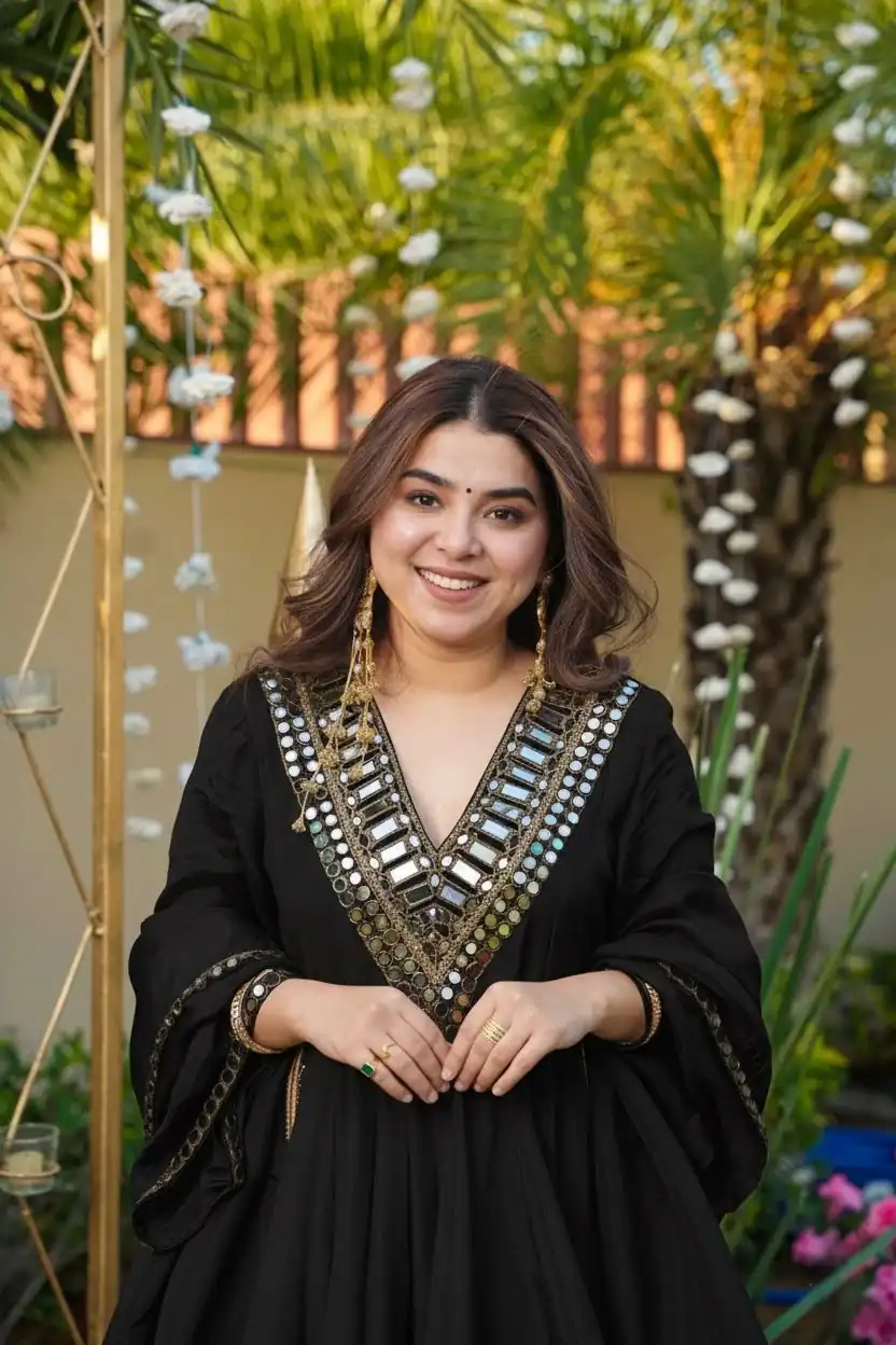 Black Cosmos Mirror Lace Work Salwar Suit - Image 2