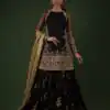 Black Faux Georgette Sequence Work Salwar Suit