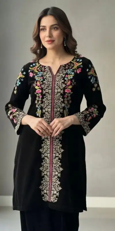 BE 426 Black Color Velvet Salwar Suit with Embroidery Work. Available at ₹1799 only. Delivery 4-6 Working Days. Shop now. | Jump Suits, Tops & Bottoms, Track Suits, Salwar suit, Casual Suits, Creative suits, Designer Suits, Palazzo Suits, Party Wear Suits, Patiala Suits, Straight Suits, Trendy Wear
