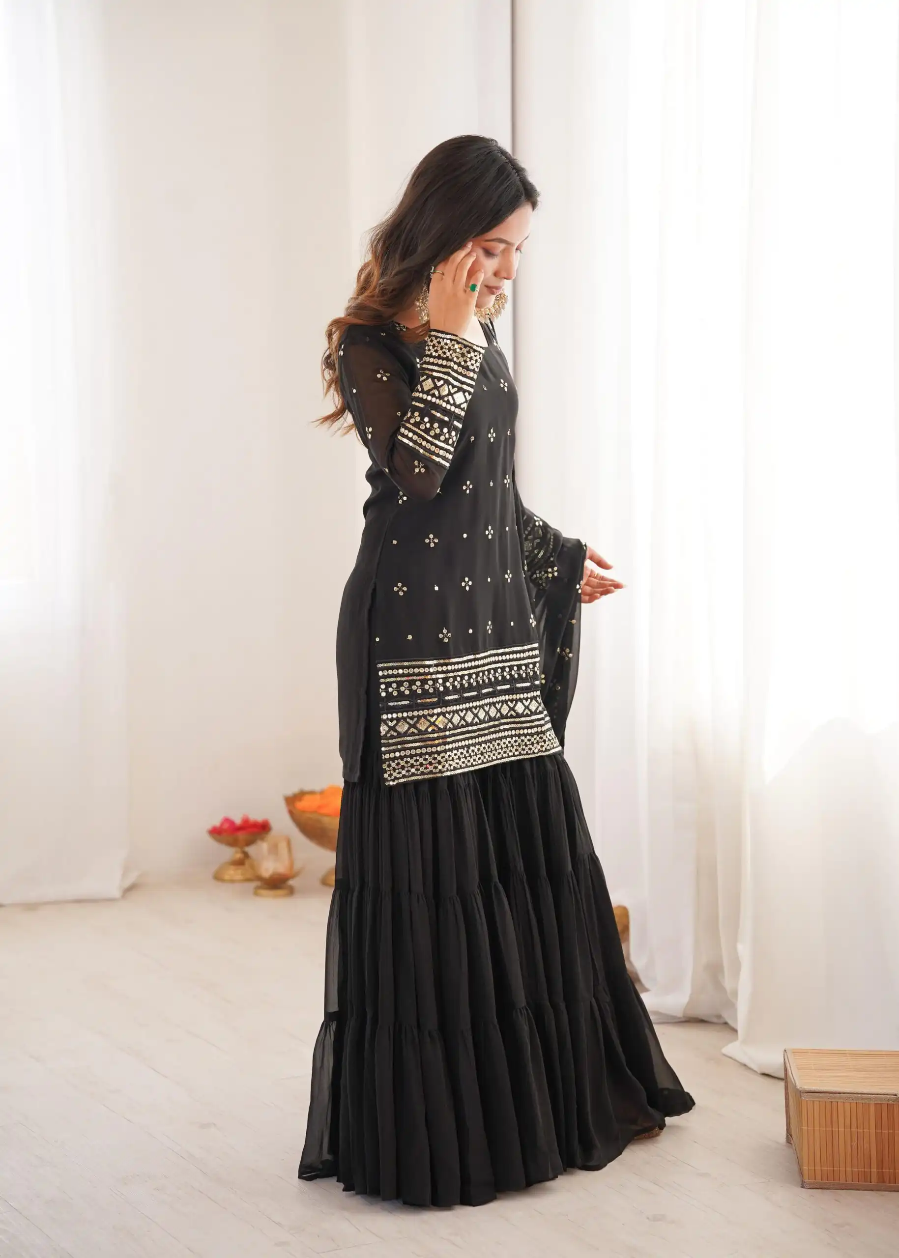 SRK 5317 Black Georgette Salwar Suit with Embroidery Work. Wedding, Party, Festive Best Price ₹2399. Delivery 4-6 Working Days. Shop now. | Jump Suits, Tops & Bottoms, Track Suits, Salwar suit, Casual Suits, Creative suits, Designer Suits, Palazzo Suits, Party Wear Suits, Patiala Suits, Straight Suits, Trendy Wear