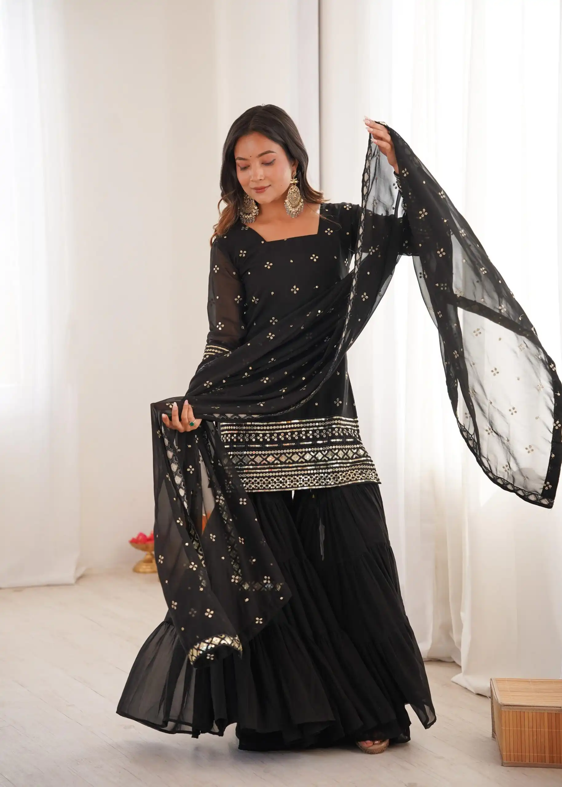SRK 5317 Black Georgette Salwar Suit with Embroidery Work. Wedding, Party, Festive Best Price ₹2399. Delivery 4-6 Working Days. Shop now. | Jump Suits, Tops & Bottoms, Track Suits, Salwar suit, Casual Suits, Creative suits, Designer Suits, Palazzo Suits, Party Wear Suits, Patiala Suits, Straight Suits, Trendy Wear