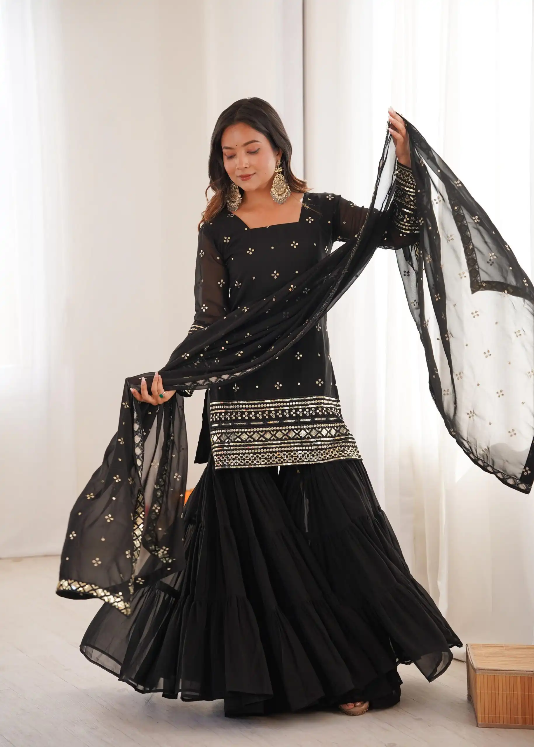 SRK 5317 Black Georgette Salwar Suit with Embroidery Work. Wedding, Party, Festive Best Price ₹2399. Delivery 4-6 Working Days. Shop now. | Jump Suits, Tops & Bottoms, Track Suits, Salwar suit, Casual Suits, Creative suits, Designer Suits, Palazzo Suits, Party Wear Suits, Patiala Suits, Straight Suits, Trendy Wear