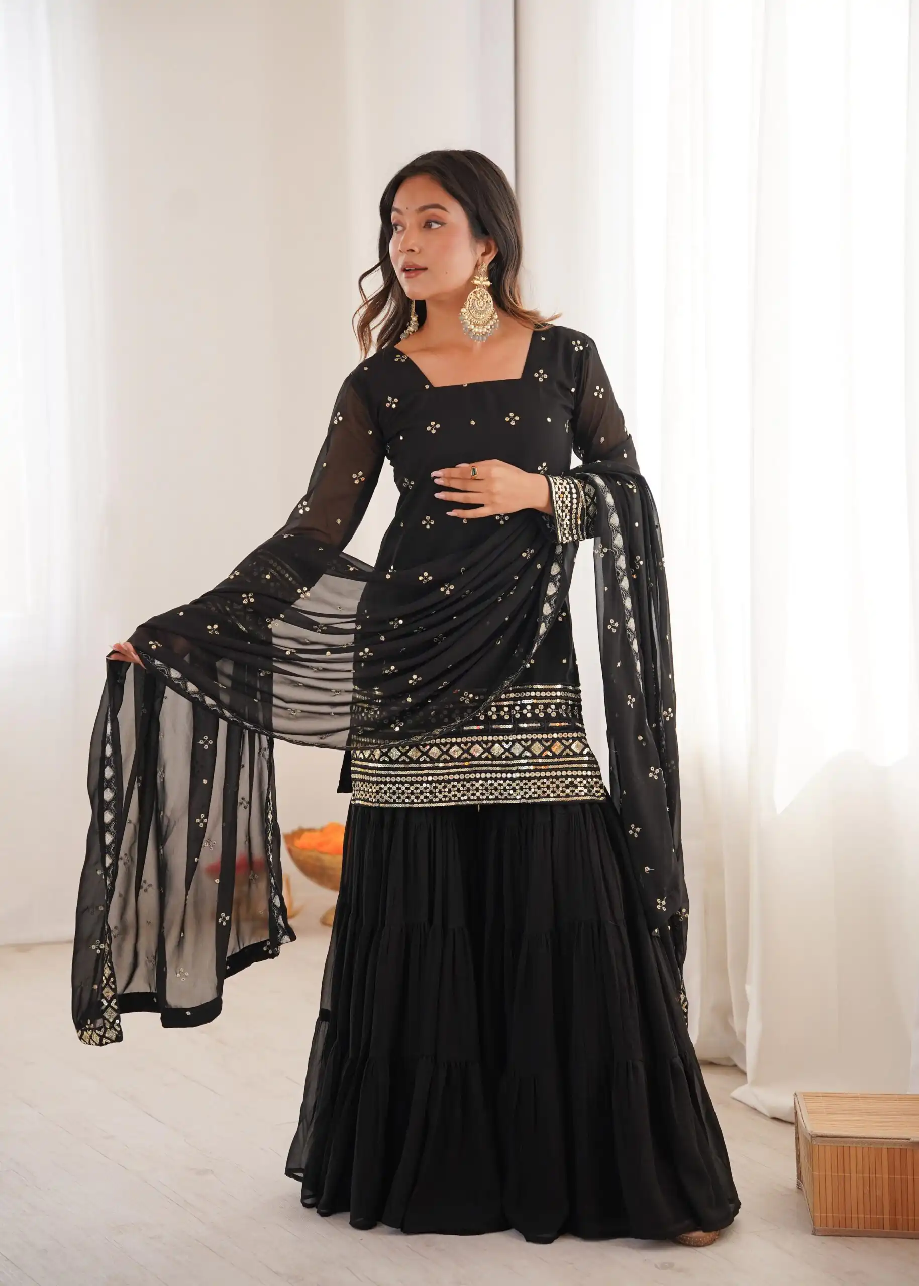 SRK 5317 Black Georgette Salwar Suit with Embroidery Work. Wedding, Party, Festive Best Price ₹2399. Delivery 4-6 Working Days. Shop now. | Jump Suits, Tops & Bottoms, Track Suits, Salwar suit, Casual Suits, Creative suits, Designer Suits, Palazzo Suits, Party Wear Suits, Patiala Suits, Straight Suits, Trendy Wear