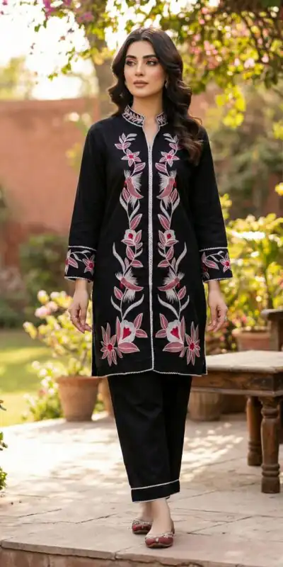 Kurti INLI Libas Black in Rayon Embroidery Work . Wedding, Party, Festive, EventsGet it for ₹1599. Delivery 4-6 Working Days. Shop now. | Kurti, Bollywood Kurti, Creative Kurtis, Designer Kurti, Party Wear Kurti, Selfie Kurti
