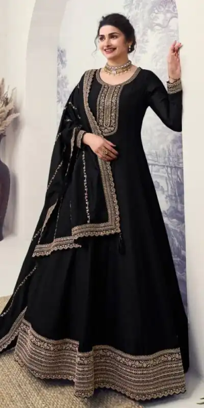 DS V 67741 Black Silk Georgette Salwar Suit with Embroidery Work. Available at ₹2549 only. Delivery 4-6 Working Days. Shop now. | Jump Suits, Tops & Bottoms, Track Suits, Salwar suit, Casual Suits, Creative suits, Designer Suits, Palazzo Suits, Party Wear Suits, Patiala Suits, Straight Suits, Trendy Wear
