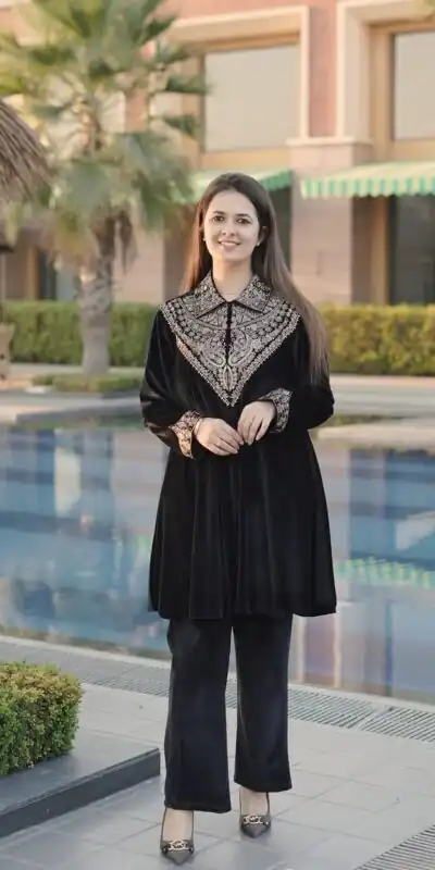 BE 413 Black Color Velvet Salwar Suit with Embroidery Work. Wedding, Party, Festive, Events, Special Price ₹1799. Delivery 4-6 Working Days. Shop now. | Jump Suits, Tops & Bottoms, Track Suits, Salwar suit, Casual Suits, Creative suits, Designer Suits, Palazzo Suits, Party Wear Suits, Patiala Suits, Straight Suits, Trendy Wear