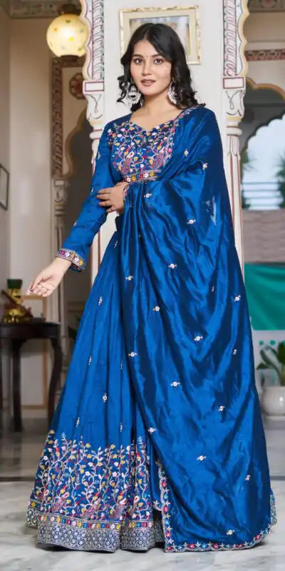 Ram 147 Blue Vichitra Silk Lehenga Choli Perfect for Wedding, Party, Ganesh Chaturthi, Housewarming, Engagement – . Introductory Price ₹3349. Delivery | Lehenga, Bollywood Lehenga, Creative Lehenga, Designer Lehenga, Embroidered Lehenga, Party Wear Lehenga