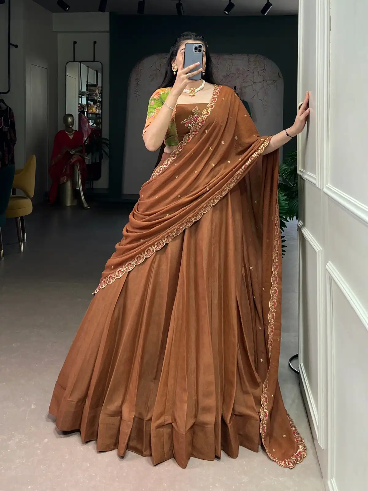 LNB 1068 Brown in Chocolate Crush Embroidery Work & Sequins Work Lehenga Choli . Available at ₹3349 only. Delivery 4-6 Working Days. Shop now. | Lehenga, Bollywood Lehenga, Creative Lehenga, Designer Lehenga, Embroidered Lehenga, Party Wear Lehenga