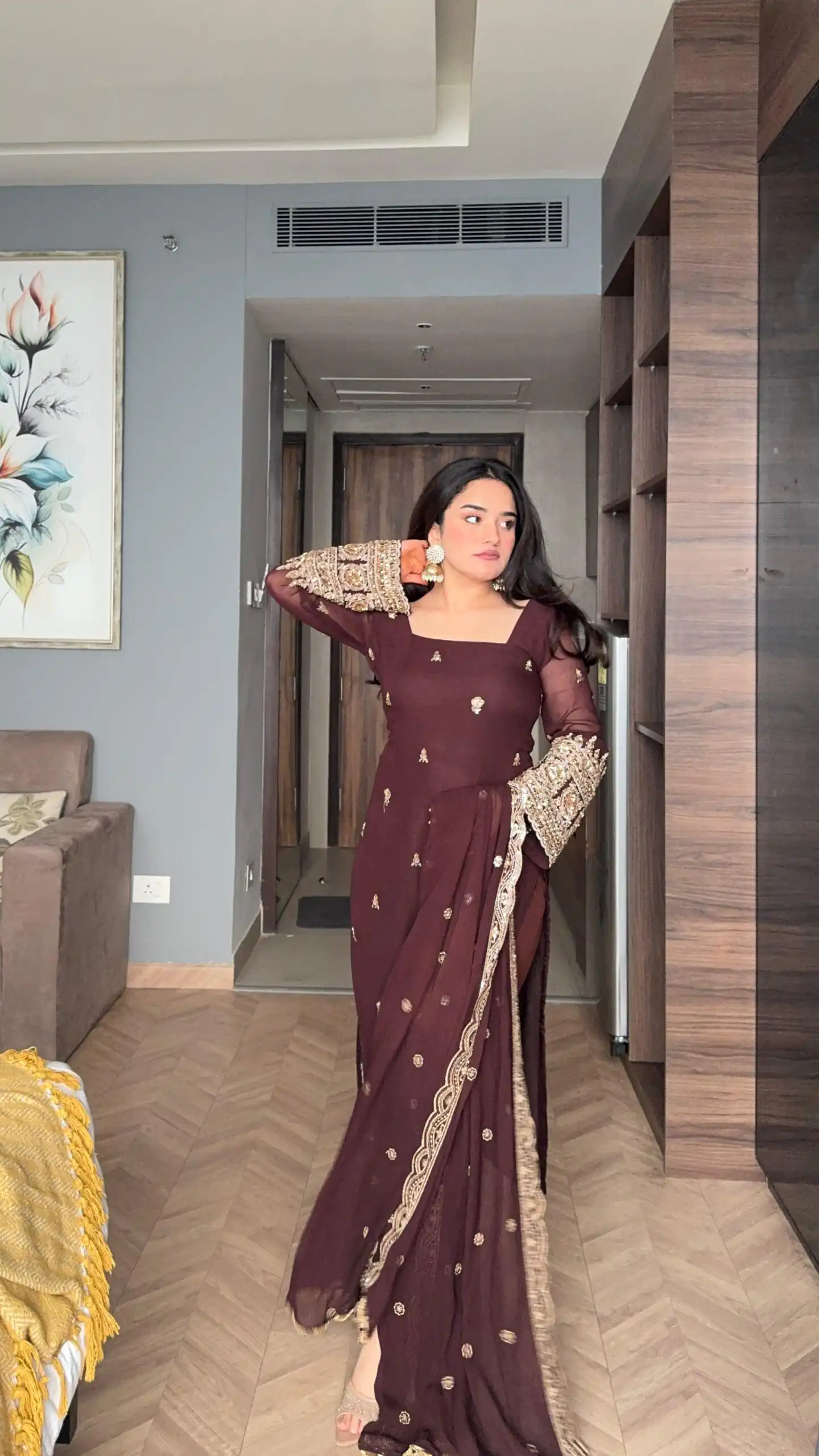 ZSR 3156 Brown Georgette Salwar Suit with Embroidery Work. Wedding, Party, Festive, Events, Grab it for ₹2049. Delivery 4-6 Working Days. Shop now. | Jump Suits, Tops & Bottoms, Track Suits, Salwar suit, Casual Suits, Creative suits, Designer Suits, Palazzo Suits, Party Wear Suits, Patiala Suits, Straight Suits, Trendy Wear