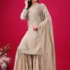 ZF 5006 Cream Color Chinon Silk Sequence Work Salwar Suit Casual, Wedding, Festive, Events . Expected Delivery  4-6 Working Days @2149/- only      | Jump Suits, Salwar suit, Casual Suits, Creative suits, Designer Suits, Palazzo Suits, Party Wear Suits, Patiala Suits, Straight Suits