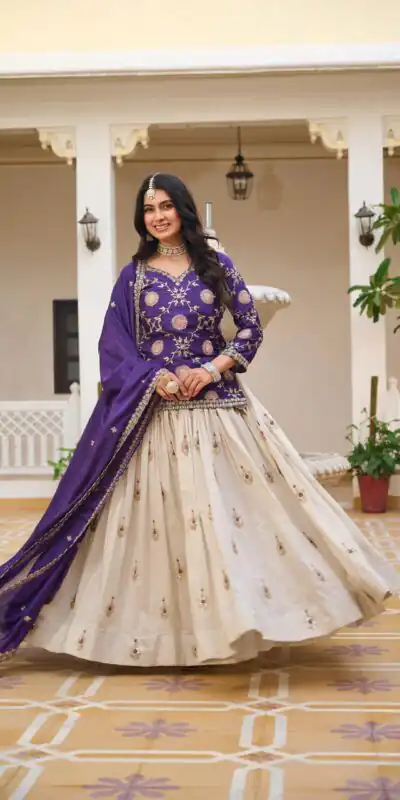 Ram 101 Dark Purple Chinon Lehenga Choli Perfect for Wedding, Party, Makar Sankranti, Reception, Sangeet – . Exclusive Offer ₹2649. Delivery 4-6 Working | Lehenga, Bollywood Lehenga, Creative Lehenga, Designer Lehenga, Embroidered Lehenga, Party Wear Lehenga
