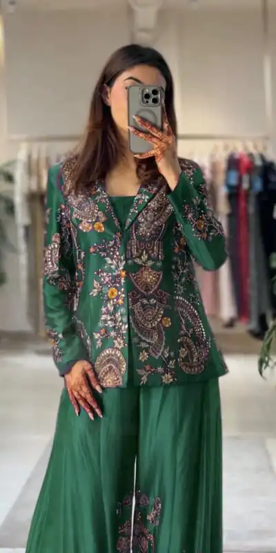 BE 436 Green Chinon Salwar Suit with Embroidery Work. Wedding, Party, Festive, Now at just ₹2399. Delivery 4-6 Working Days. Shop now. | Jump Suits, Tops & Bottoms, Track Suits, Salwar suit, Casual Suits, Creative suits, Designer Suits, Palazzo Suits, Party Wear Suits, Patiala Suits, Straight Suits, Trendy Wear