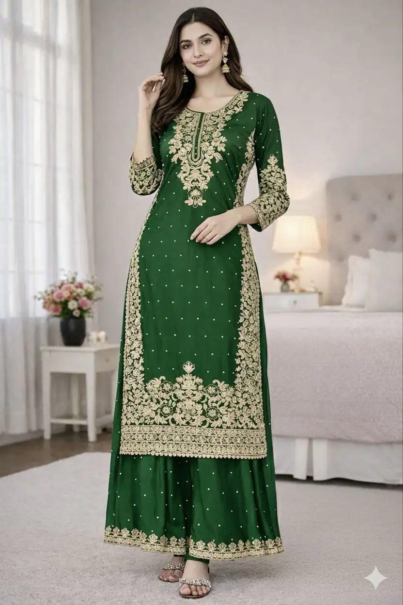 SSR 535 Green in Organza Silk Embroidery Work Salwar Suit . Available at ₹2399 only. Delivery 4-6 Working Days. Shop now. | Jump Suits, Tops & Bottoms, Track Suits, Salwar suit, Casual Suits, Creative suits, Designer Suits, Palazzo Suits, Party Wear Suits, Patiala Suits, Straight Suits, Trendy Wear