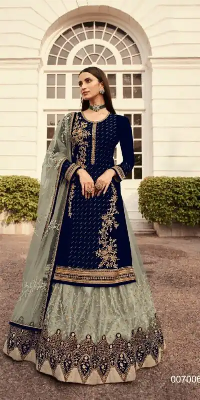 DS LT 7006 Grey in Georgette Embroidery Work & Stone Work Lehenga Choli . Festive Deal ₹2549. Delivery 4-6 Working Days. Shop now. | Lehenga, Bollywood Lehenga, Creative Lehenga, Designer Lehenga, Embroidered Lehenga, Party Wear Lehenga