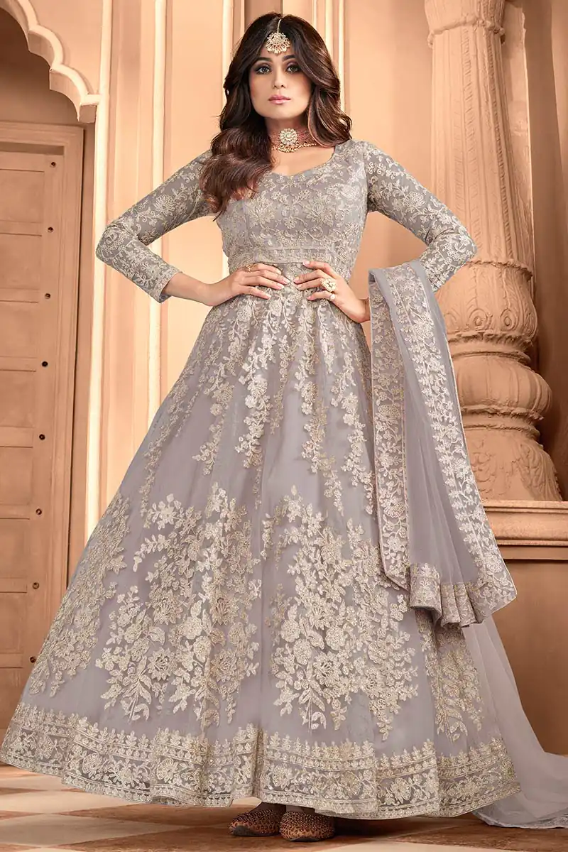 FC 8356 Grey in Color Heavy Net Embroidery Work Salwar Suit . Wedding, Party, Festive, Events, Special Price ₹3199. Delivery 4-6 Working Days. Shop now. | Jump Suits, Tops & Bottoms, Track Suits, Salwar suit, Casual Suits, Creative suits, Designer Suits, Palazzo Suits, Party Wear Suits, Patiala Suits, Straight Suits, Trendy Wear