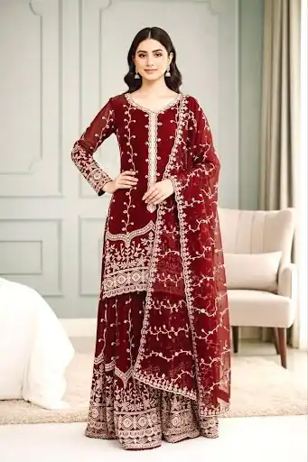 SSR 533 Maroon Color Fendy Silk Salwar Suit with Embroidery Work. Affordable Price ₹2149. Delivery 4-6 Working Days. Shop now. | Jump Suits, Salwar suit, Casual Suits, Creative suits, Designer Suits, Palazzo Suits, Party Wear Suits, Patiala Suits, Straight Suits