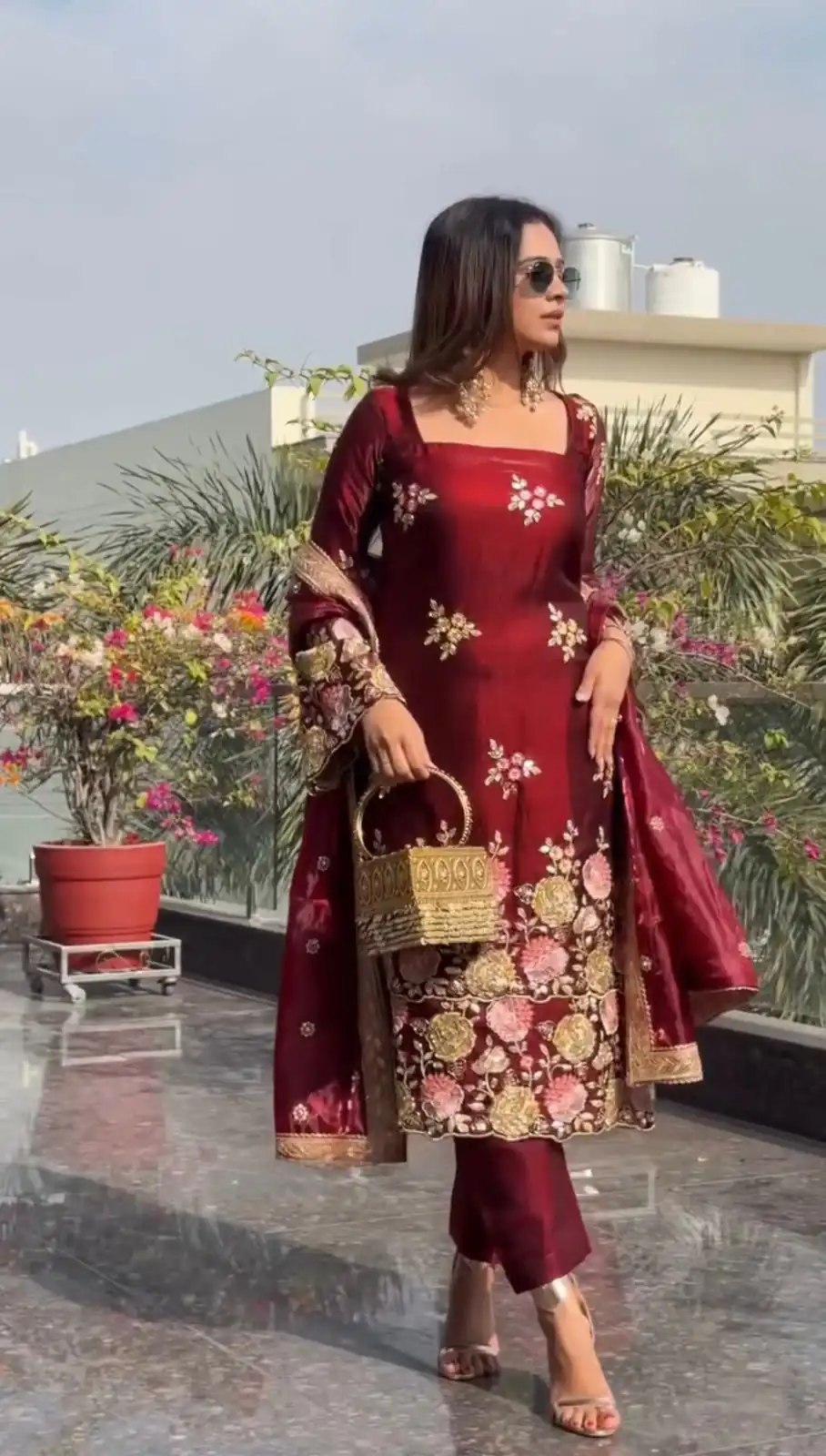 NSR 881 Maroon Organza Poly Silk Salwar Suit with Embroidery Work & Lace Work. Introductory Price ₹209. Delivery 4-6 Working Days. Shop now. | Jump Suits, Salwar suit, Casual Suits, Creative suits, Designer Suits, Palazzo Suits, Party Wear Suits, Patiala Suits, Straight Suits