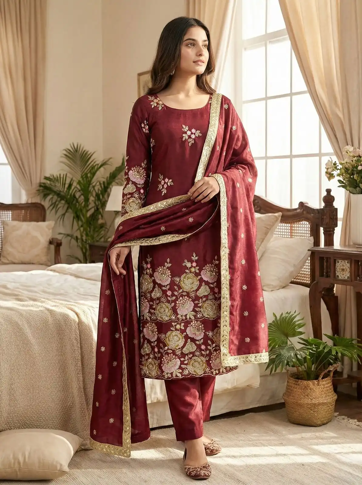 NSR 881 Maroon Organza Poly Silk Salwar Suit with Embroidery Work & Lace Work. Introductory Price ₹209. Delivery 4-6 Working Days. Shop now. | Jump Suits, Salwar suit, Casual Suits, Creative suits, Designer Suits, Palazzo Suits, Party Wear Suits, Patiala Suits, Straight Suits