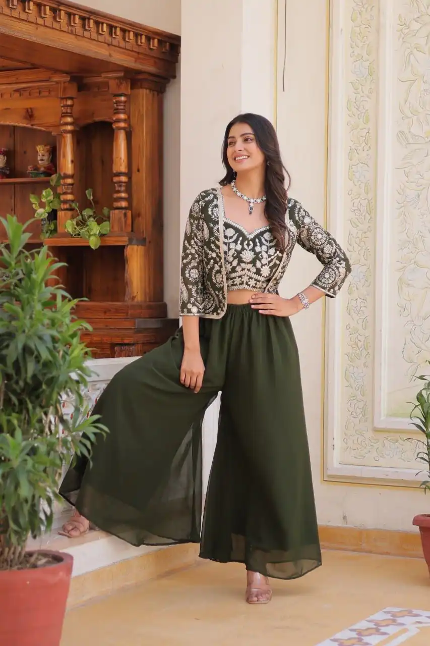 Ram 069 Mehandi Color Fox Georgette Embroidery Lace Work Anarkali Gown Wedding Party, Festive, Events Etc.4-6 Working Days@2049/- only | Gowns, Bollywood Gowns, Creative Gowns, Designer Gowns, Embroidered Gowns, Party Wear Gowns, Straight Suits
