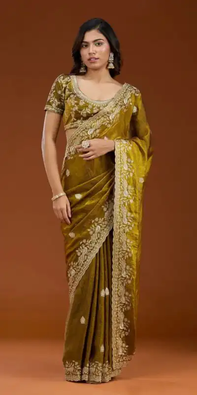 E BT 438 Mustard in Fandy Satin Silk mbroidery Work & Zari Work Saree. Special Price ₹1949. Delivery 4-6 Working Days. Shop now. | Sarees, Bollywood Sarees, Creative Sarees, Designer Sarees, Embroidered Sarees, Ethnic Saree, Modern Digital sarees, Party Wear Sarees