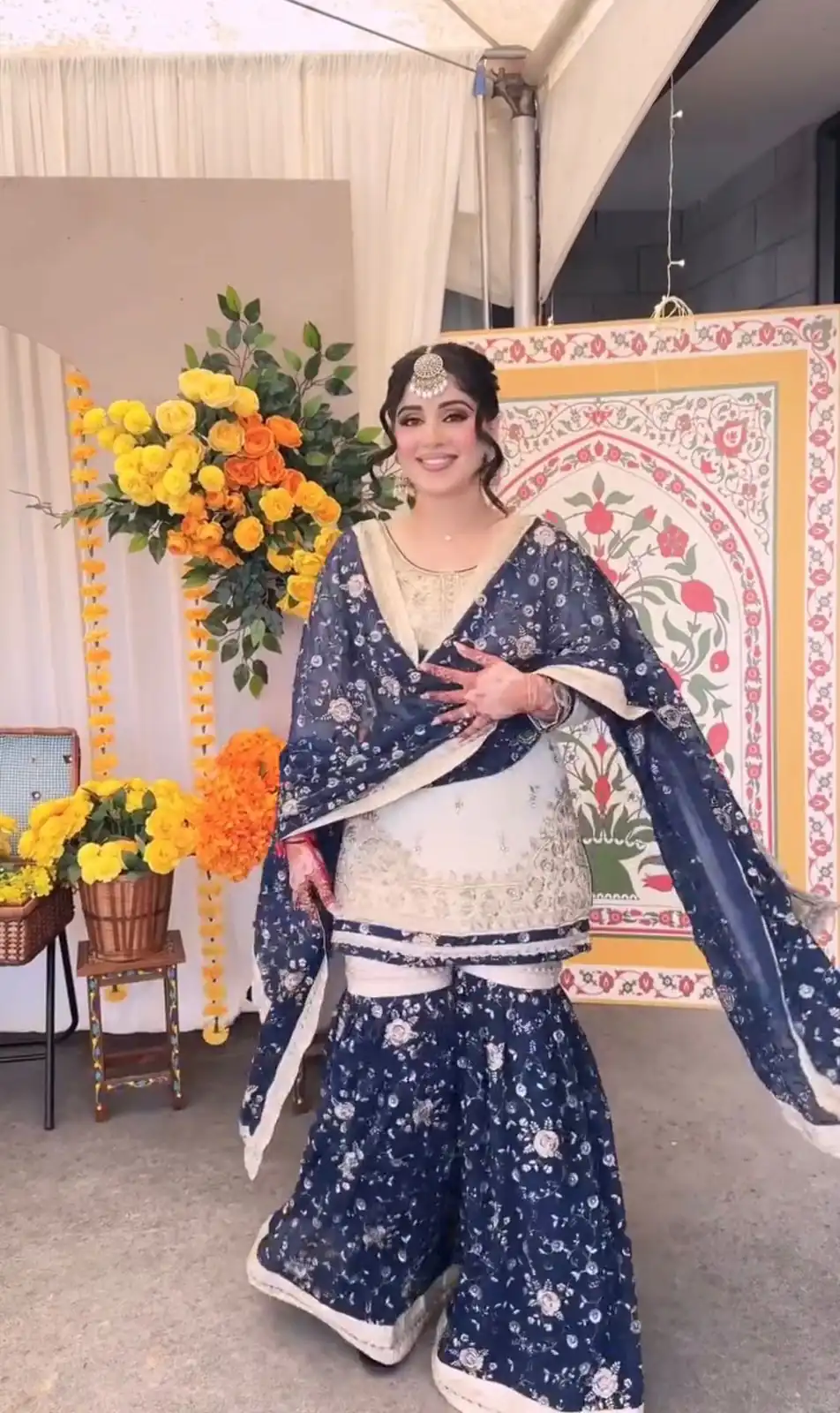 Navy Blue Faux Georgette Sequence Work Salwar Suit