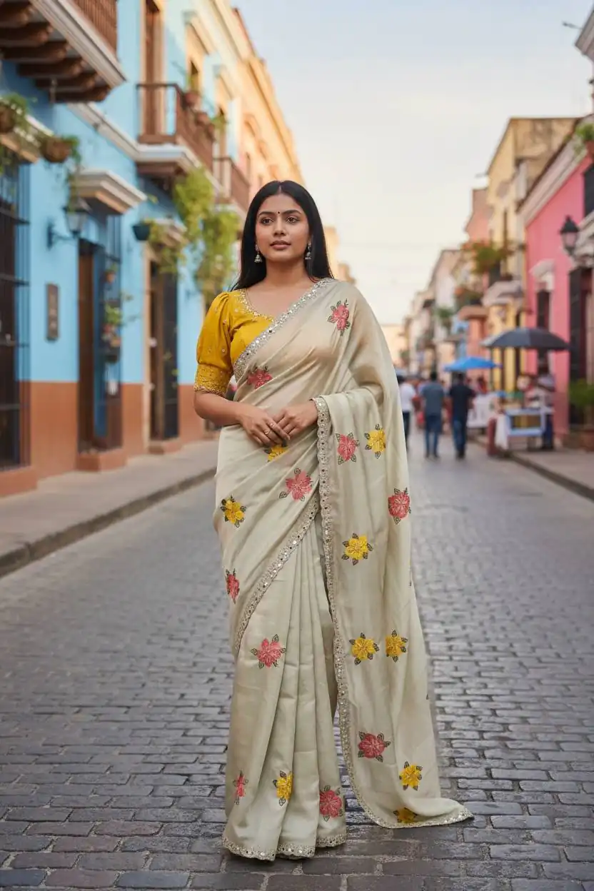 BT 1305 Off White Viscose Rangoli Saree Perfect for Wedding, Party, Family Gatherings, Temple Visit, Diwali – . Get it for ₹1849. Delivery 4-6 Wor | Sarees, Bollywood Sarees, Creative Sarees, Designer Sarees, Embroidered Sarees, Ethnic Saree, Modern Digital sarees, Party Wear Sarees