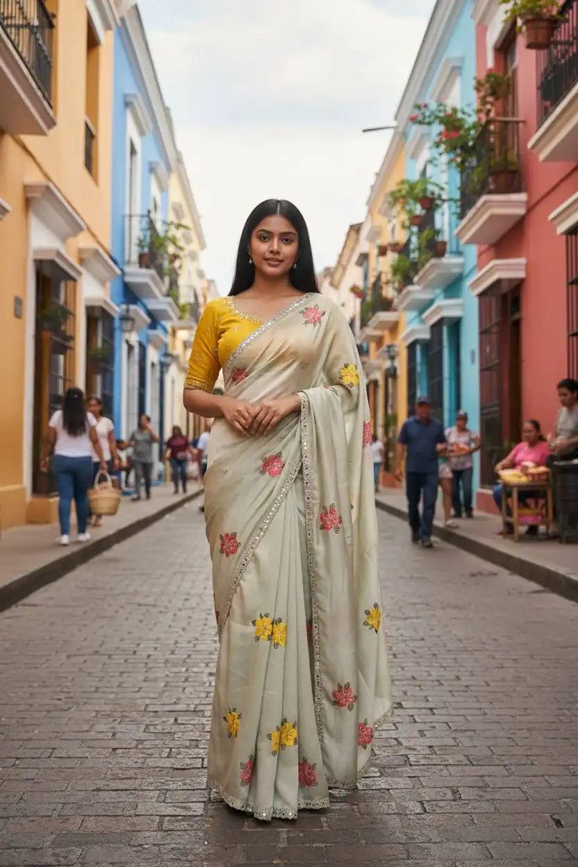 BT 1305 Off White Viscose Rangoli Saree Perfect for Wedding, Party, Family Gatherings, Temple Visit, Diwali – . Get it for ₹1849. Delivery 4-6 Wor | Sarees, Bollywood Sarees, Creative Sarees, Designer Sarees, Embroidered Sarees, Ethnic Saree, Modern Digital sarees, Party Wear Sarees