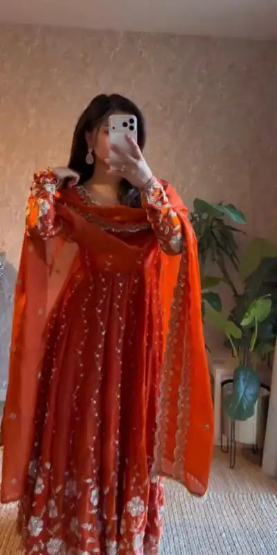 RTC 5953 Orange Fendy Silk Salwar Suit Sequence Work with Designer Work. Introductory Price ₹2499. Delivery 4-6 Working Days. Shop now. | Jump Suits, Tops & Bottoms, Track Suits, Salwar suit, Casual Suits, Creative suits, Designer Suits, Palazzo Suits, Party Wear Suits, Patiala Suits, Straight Suits, Trendy Wear