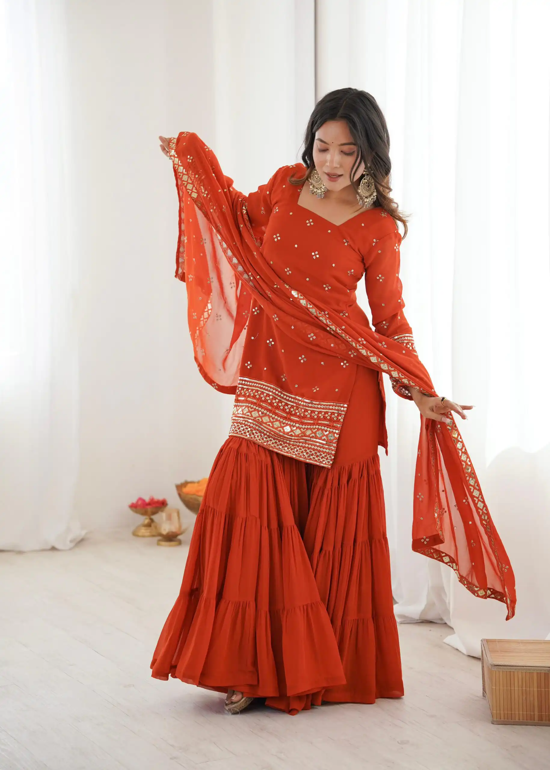 SRK 5317 Orange Georgette Salwar Suit with Embroidery Work. Wedding, Party, Festive Best Price ₹2399. Delivery 4-6 Working Days. Shop now. | Jump Suits, Tops & Bottoms, Track Suits, Salwar suit, Casual Suits, Creative suits, Designer Suits, Palazzo Suits, Party Wear Suits, Patiala Suits, Straight Suits, Trendy Wear