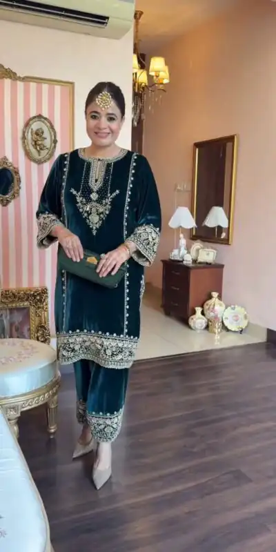 LG 2035 Peacock Blue in Velvet Embroidery Work & Lace Work Salwar Suit . Now at just ₹2049. Delivery 4-6 Working Days. Shop now. | Jump Suits, Tops & Bottoms, Track Suits, Salwar suit, Casual Suits, Creative suits, Designer Suits, Palazzo Suits, Party Wear Suits, Patiala Suits, Straight Suits, Trendy Wear