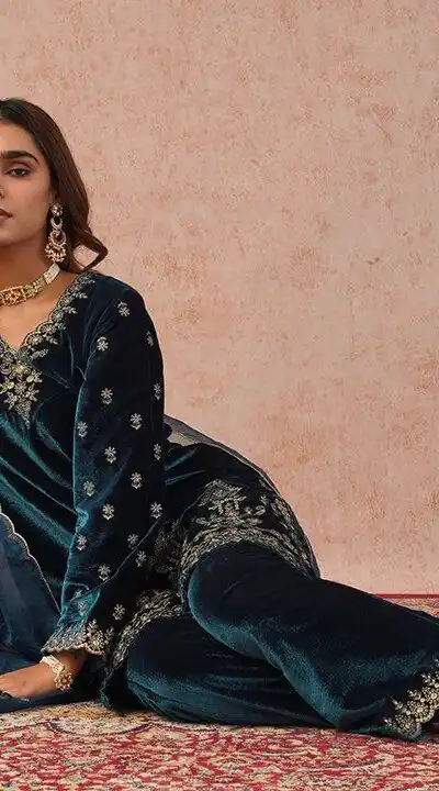 KD 1547 Peacock Blue Viscose Velvet Salwar Suit with Designer Work. Special Price ₹2099. Delivery 4-6 Working Days. Shop now. | Jump Suits, Tops & Bottoms, Track Suits, Salwar suit, Casual Suits, Creative suits, Designer Suits, Palazzo Suits, Party Wear Suits, Patiala Suits, Straight Suits, Trendy Wear