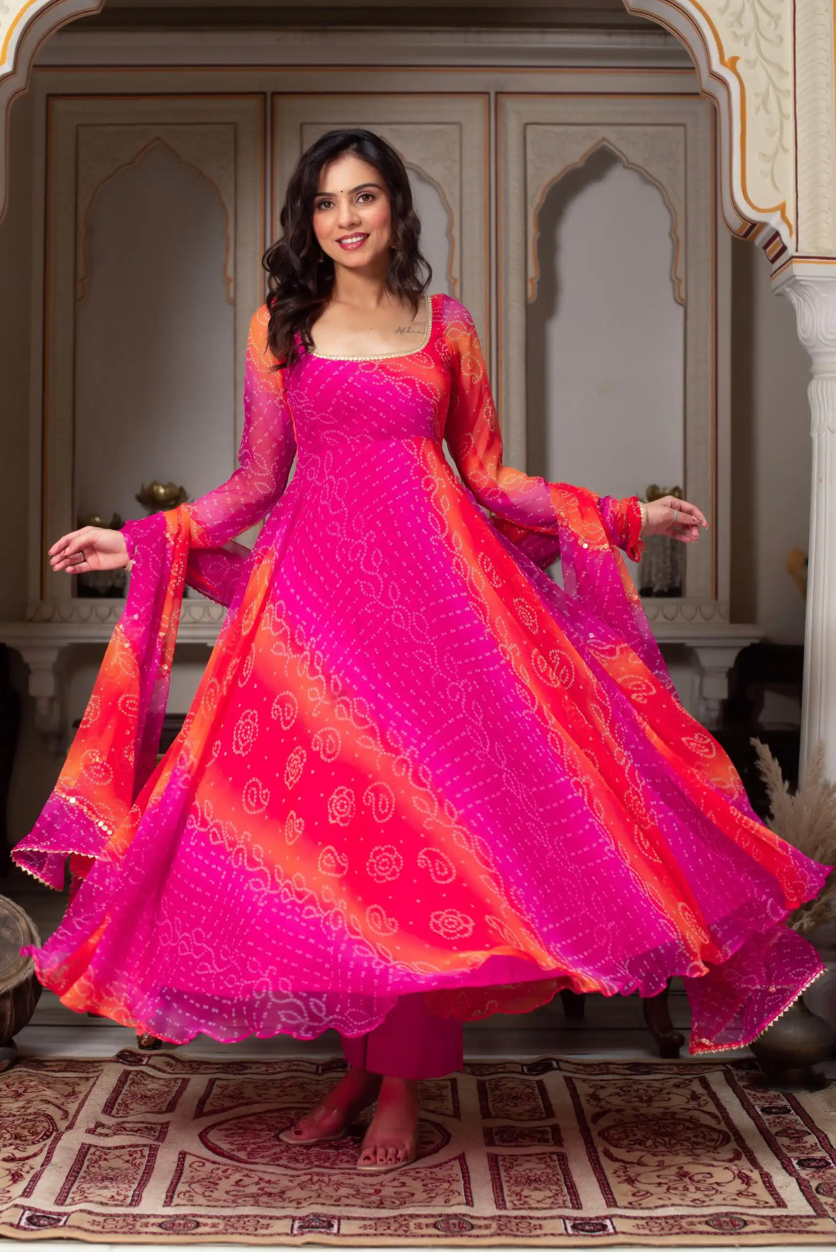 Pink Faux Georgette Digital Print Salwar Suit - Image 4