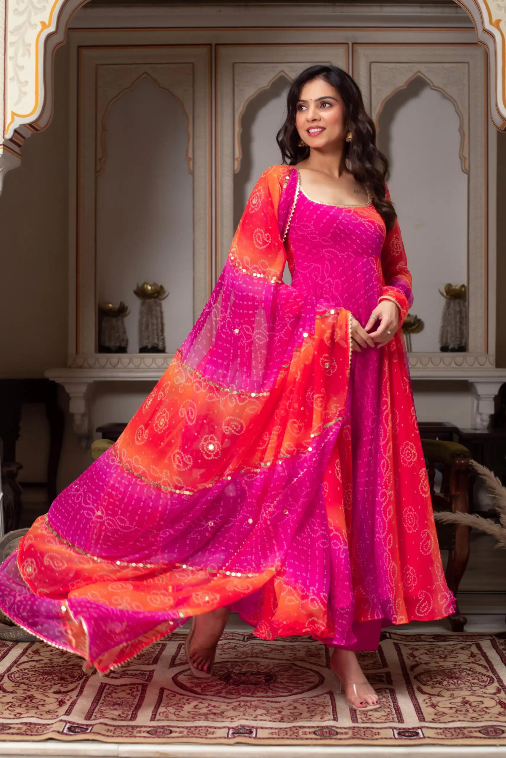 Pink Faux Georgette Digital Print Salwar Suit