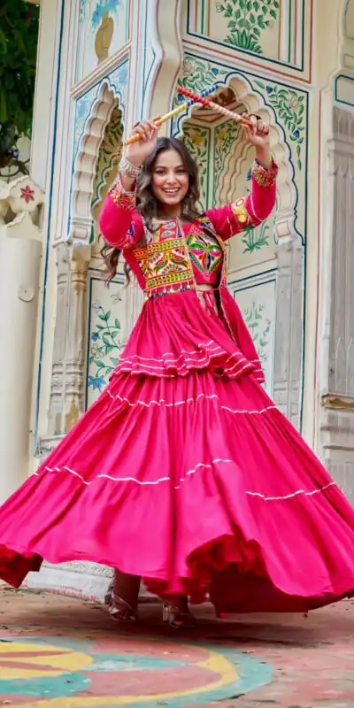 Ram 120 Pink in Pure Cotton Mirror Work & Gamthi Work Lehenga Choli . Exclusive Offer ₹3049. Delivery 4-6 Working Days. Shop now. | Lehenga, Bollywood Lehenga, Creative Lehenga, Designer Lehenga, Embroidered Lehenga, Party Wear Lehenga