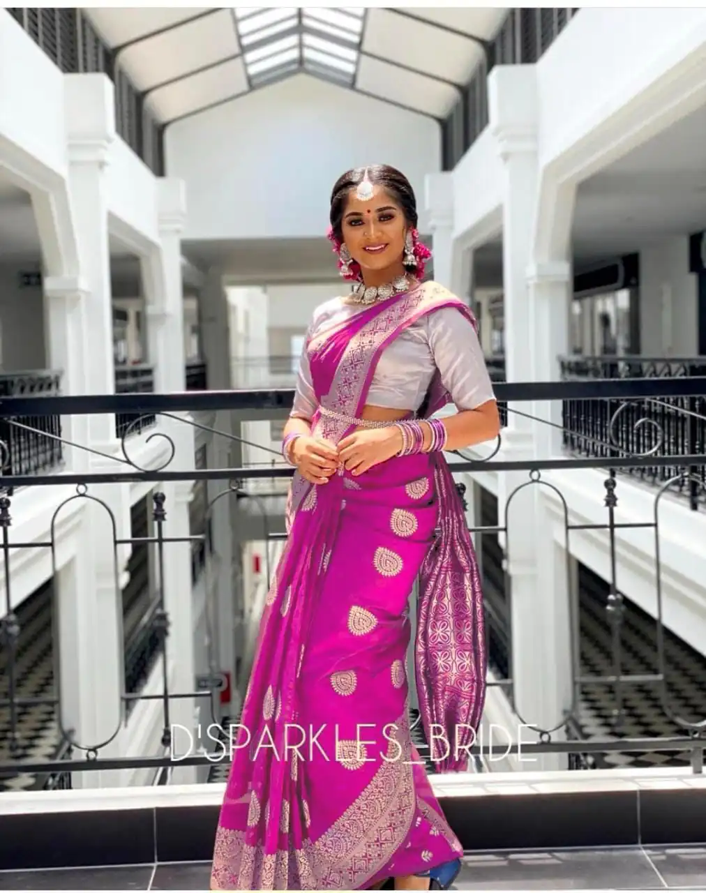 Pink Soft Lichi Silk Lace Work Border Saree