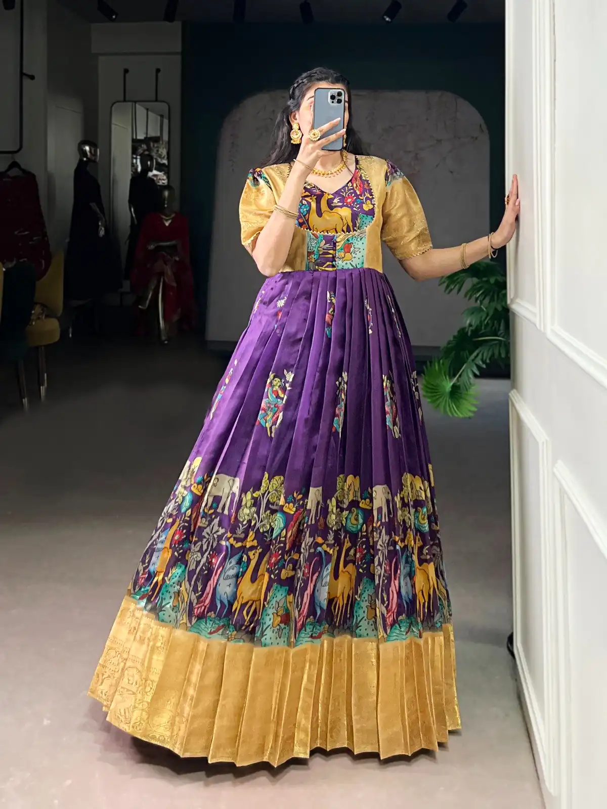YNF 5009 Purple Dola Silk Weaving Work Gown with Designer Work. Introductory Price ₹1749. Delivery 4-6 Working Days. Shop now. | Gowns, Bollywood Gowns, Creative Gowns, Designer Gowns, Embroidered Gowns, Party Wear Gowns