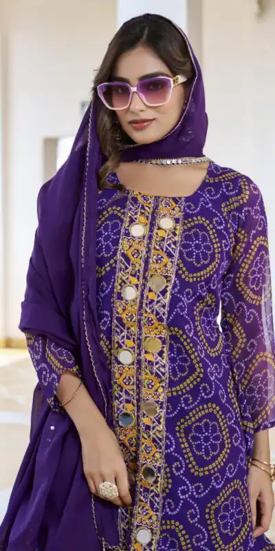 Ram 148 Purple in Georgette Badhani print Embroidery Work & Mirror Work Salwar Suit . Exclusive Offer ₹2149. Delivery 4-6 Working Days. Shop now. | Jump Suits, Tops & Bottoms, Track Suits, Salwar suit, Casual Suits, Creative suits, Designer Suits, Palazzo Suits, Party Wear Suits, Patiala Suits, Straight Suits, Trendy Wear