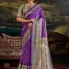 purple Green Silk Madhubani Saree
