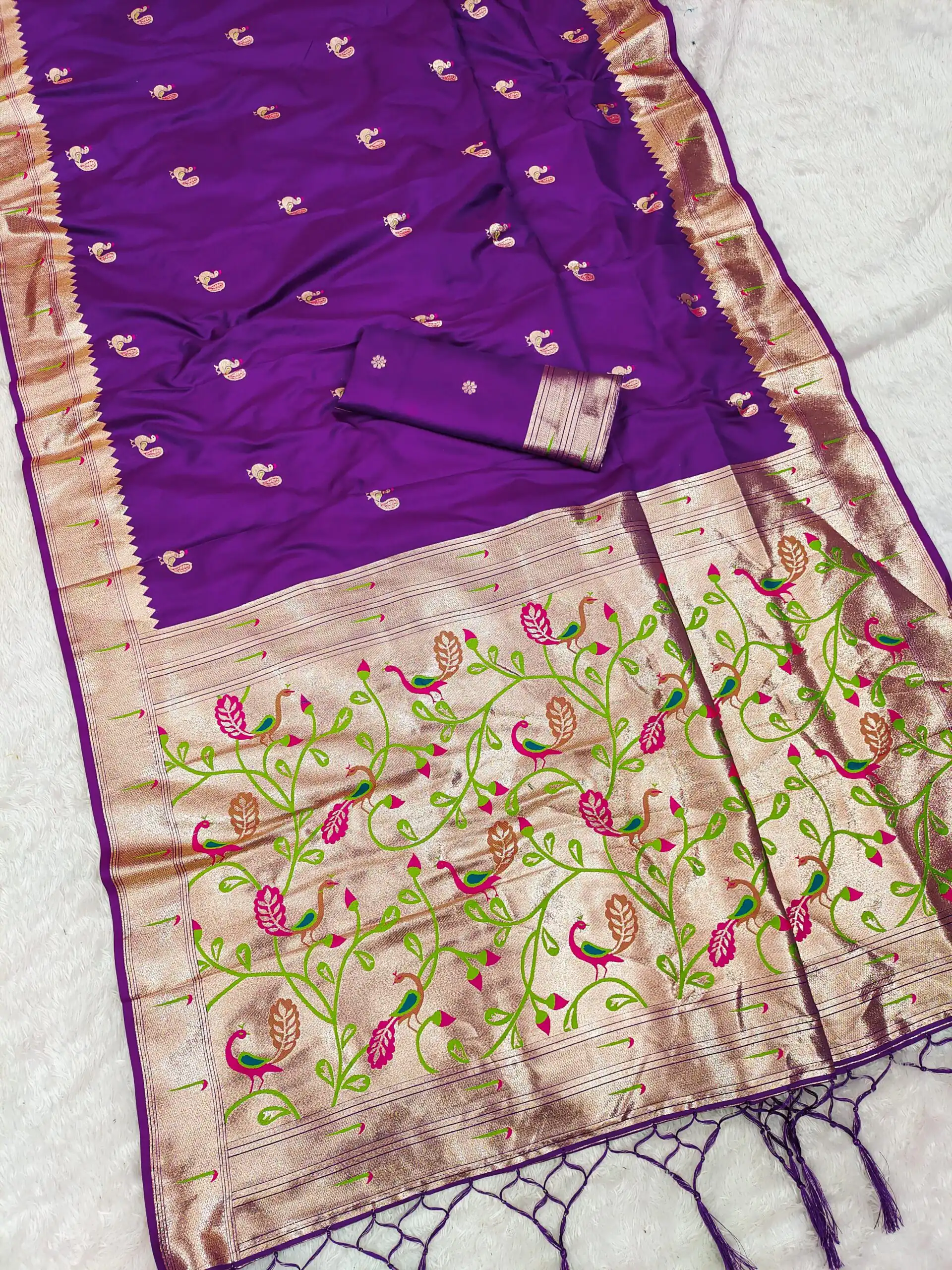 Purple Soft Paithani Silk Lace Zari Work Saree