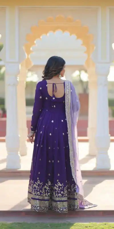 KA 1206 Purple in Star GeorgetteFandy Zari Work & Embroidery Work Gown . Introductory Price ₹2549. Delivery 4-6 Working Days. Shop now. | Gowns, Bollywood Gowns, Creative Gowns, Designer Gowns, Embroidered Gowns, Party Wear Gowns