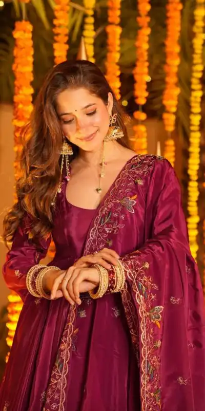 KD 1556 Rani Pink Natural Crap Silk Salwar Suit Perfect for Wedding, Party, Karwa Chauth, Raksha Bandhan, Engagement – . Grab it for ₹2549. Delive | Jump Suits, Salwar suit, Casual Suits, Creative suits, Designer Suits, Palazzo Suits, Party Wear Suits, Patiala Suits, Straight Suits